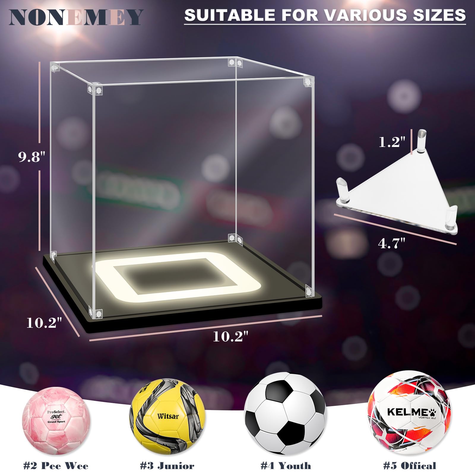 Amazon.co.jp: NONEMEY サッカーディスプレイケース ライト付き UV保護